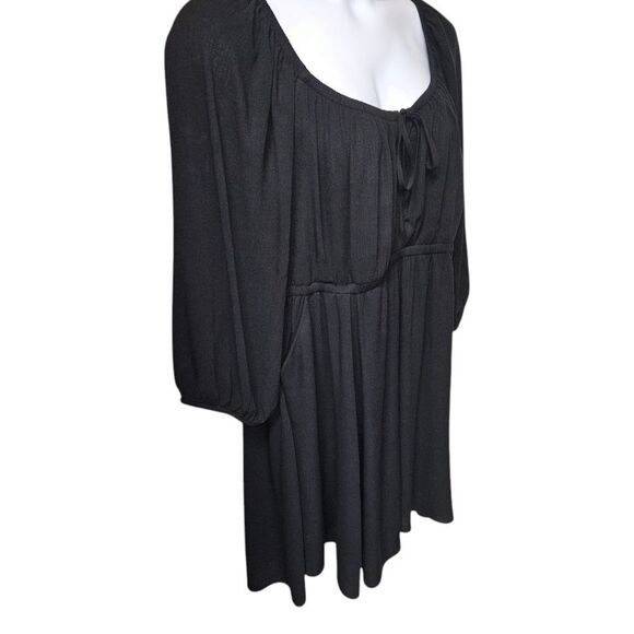 TORRID MINI 3/4 Sleeve Tie Front detail Babydoll Dress Deep Black Size 2X - Picture 3 of 14